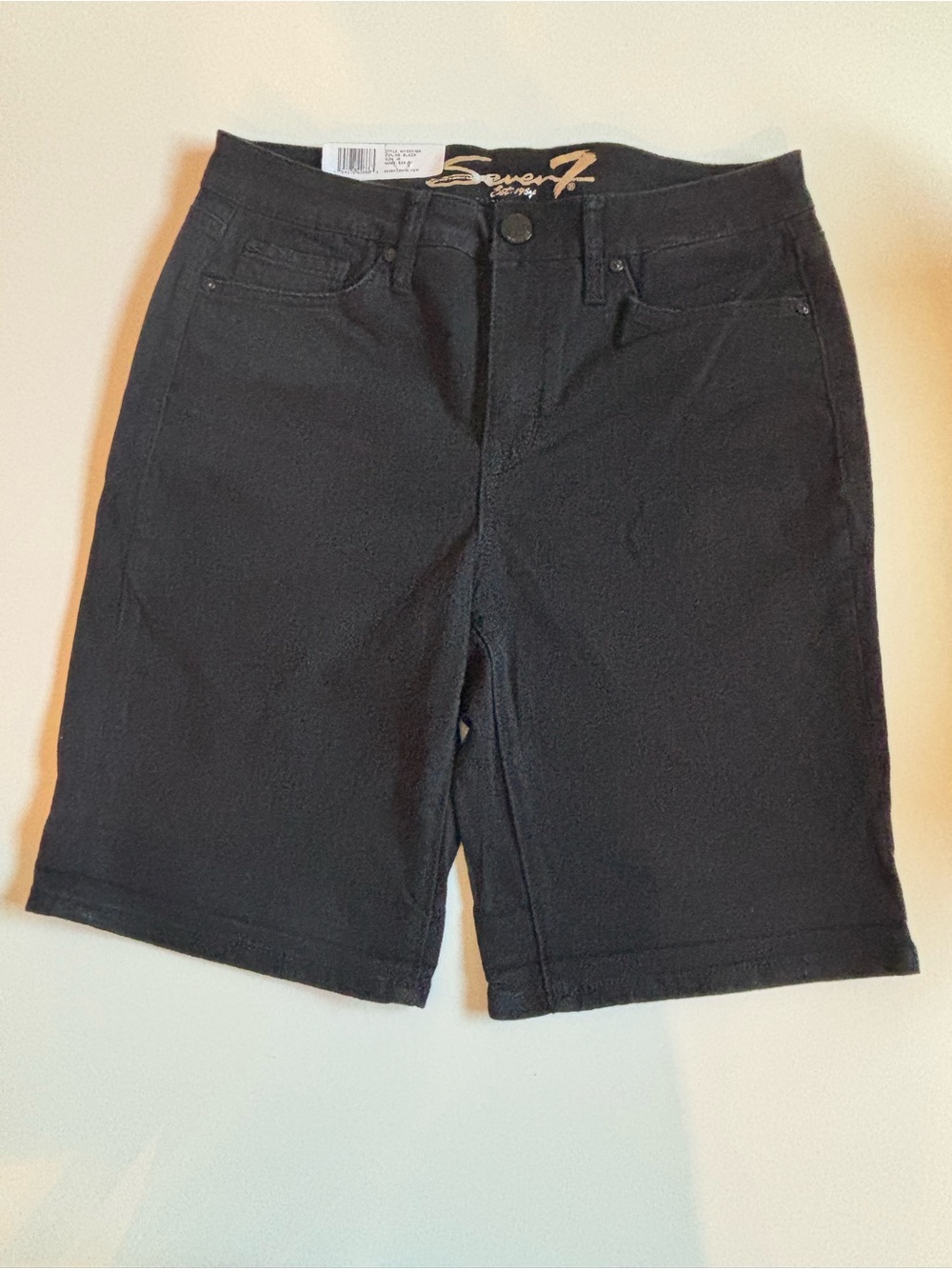 Seven7 Women's Black Denim 9 inch Sunset Bermuda Shorts, Size 10, NWT